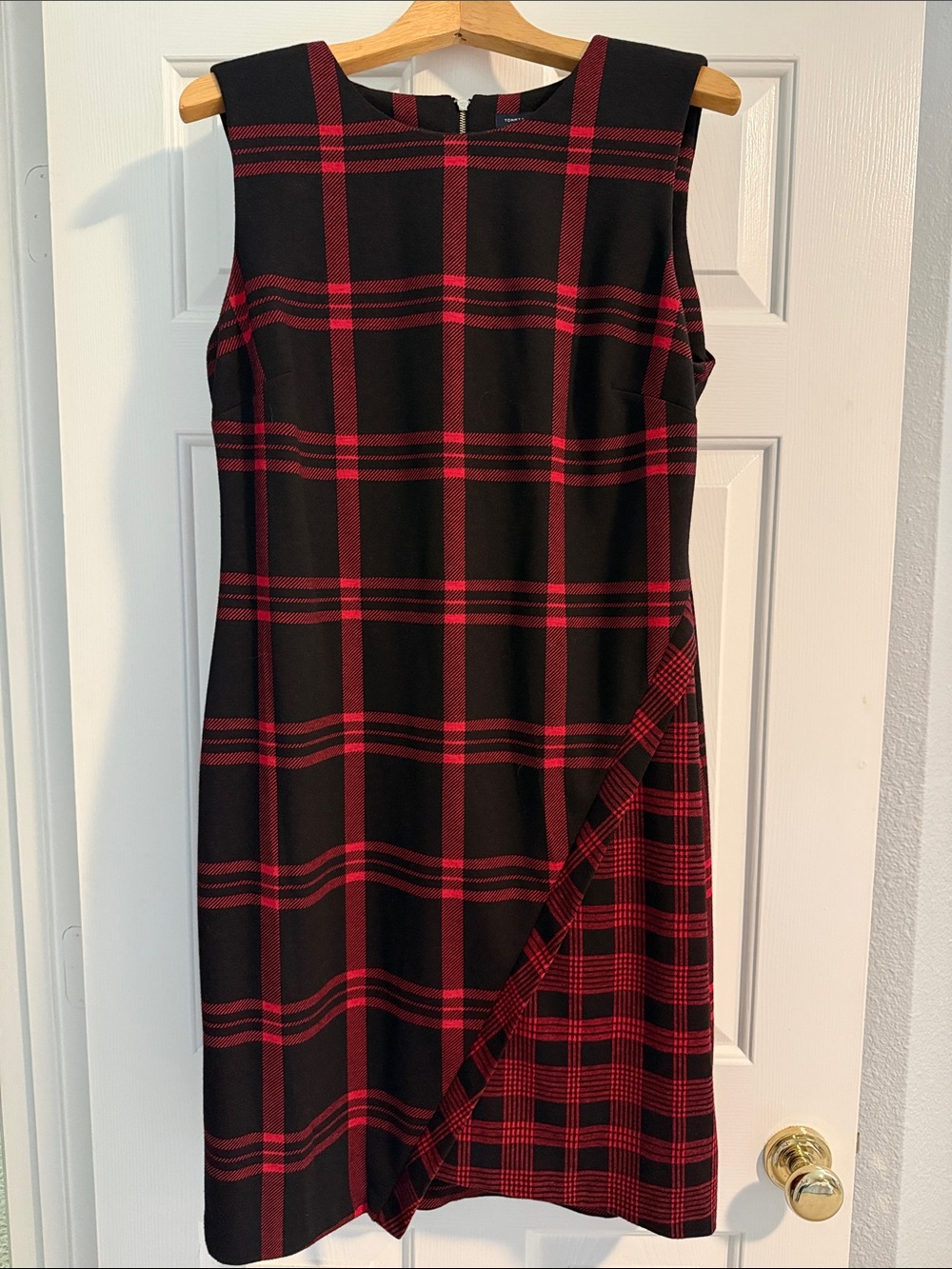 Tommy Hilfiger Black and Red Plaid Midi Sheath Dress
